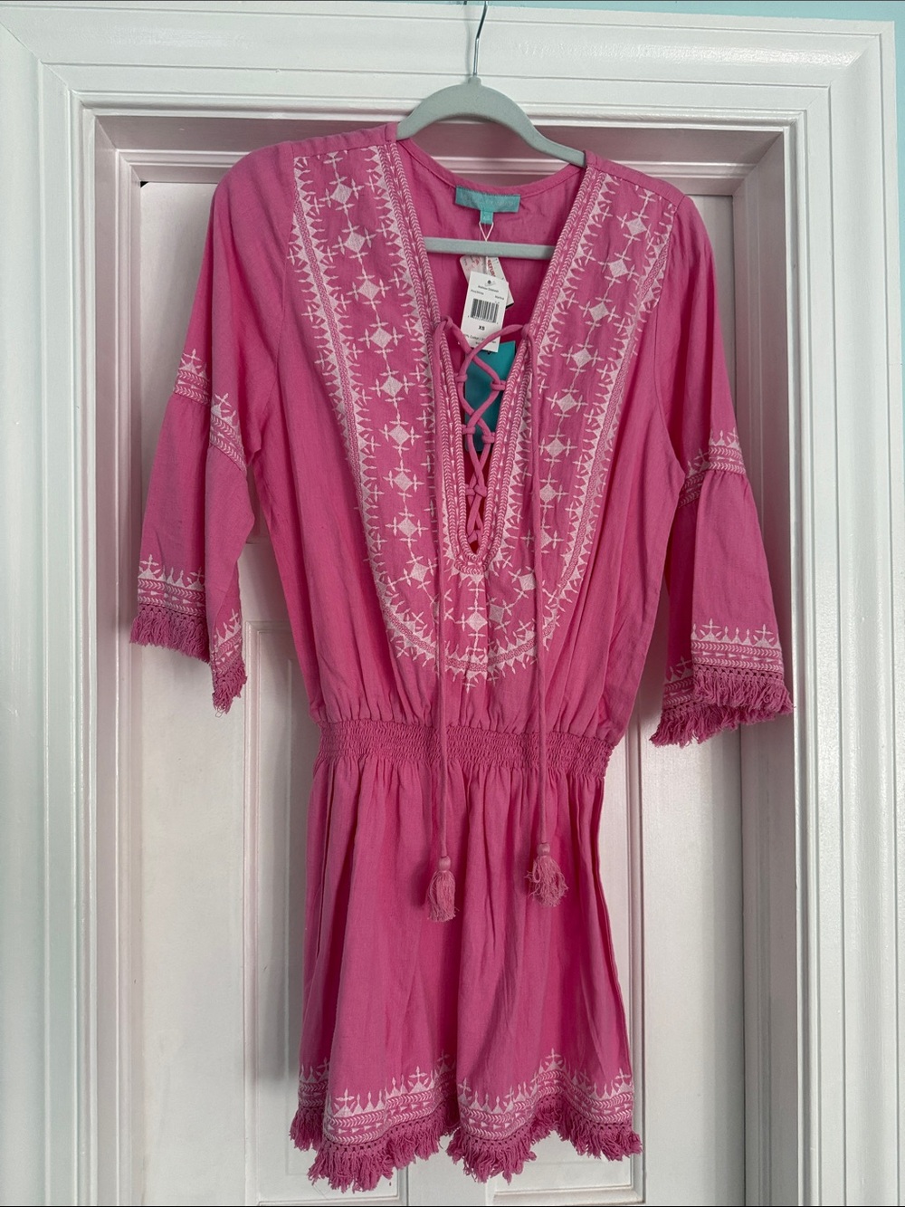 Pink Embroidered Cover Up